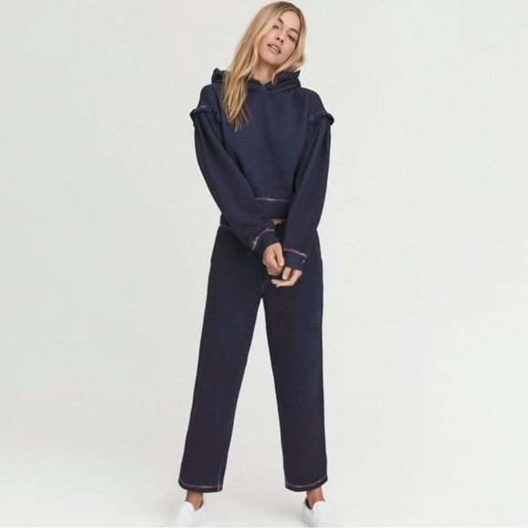 Something Navy Taylor Ruffle Easy Fit Embroidered Boho Lounge Sweatpants Size S - Picture 8 of 8